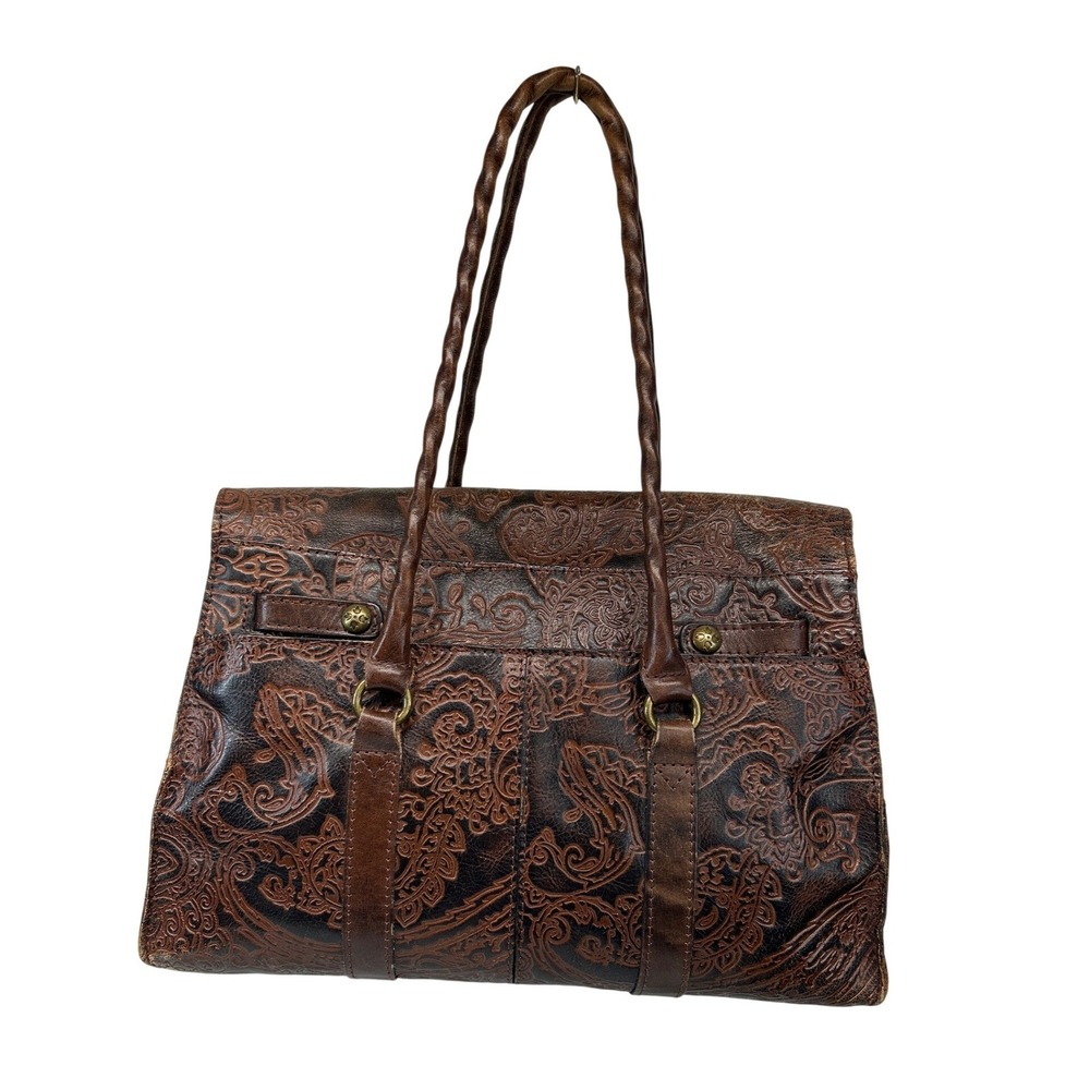 Patricia Nash Tooled Leather Shoulder Bag Brown Paisley Embossed Tassel - Picture 2 of 16